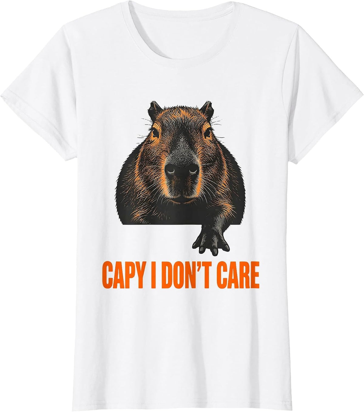 Capy I Don't Care Funny Capybara Meme Animal Humor T-Shirt - White