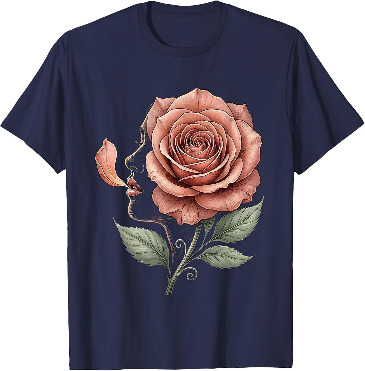 Speech Therapist Whispering Rose Graphic Design T-Shirt - Navy Blue