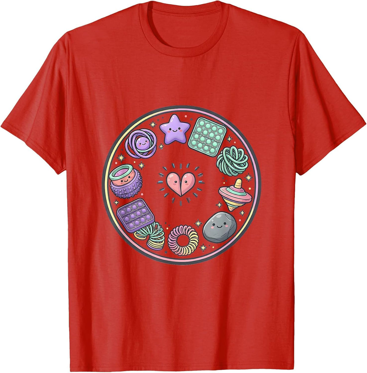 Men's Special Education Teacher Sensory Fidget Tools Design T-Shirt - Red