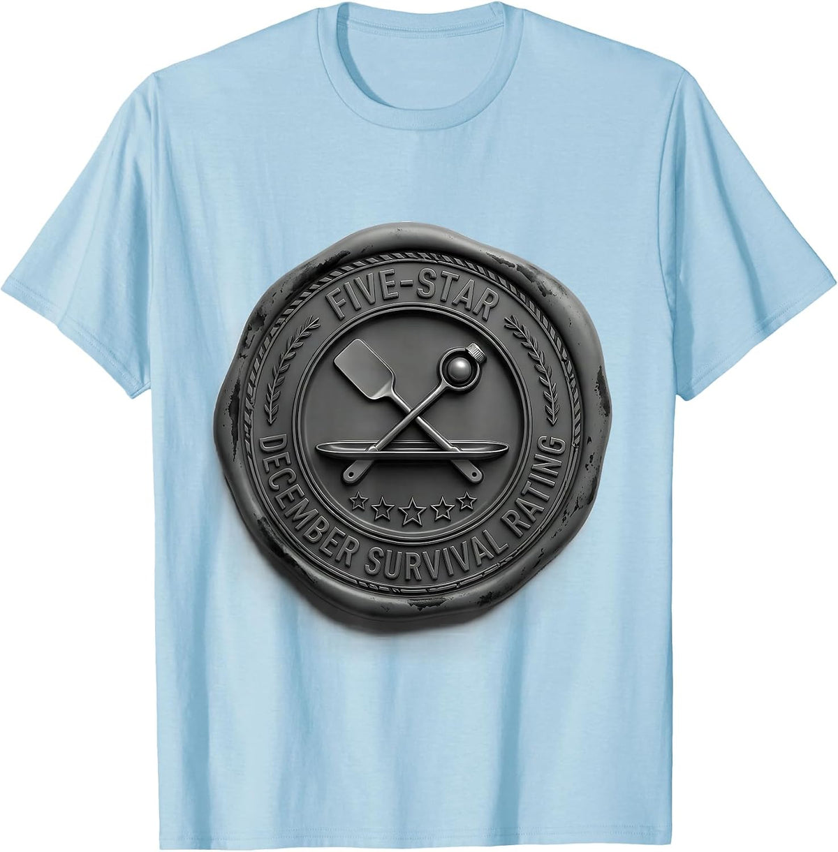 Men's Five-Star December Survival Rating Funny Pharmacy Squad T-Shirt - Baby Blue