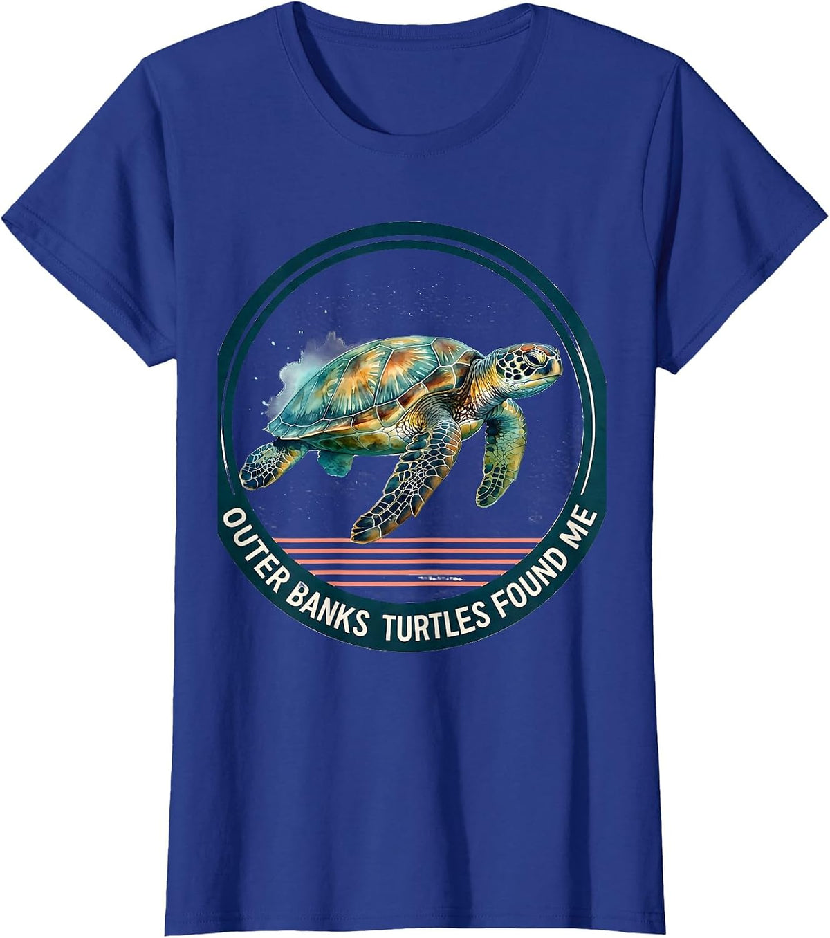 Women's Outer Banks Turtles Found Me Watercolor Sea Turtle Ocean T-Shirt - Royal Blue