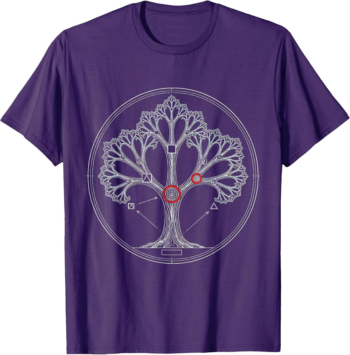 Men's Fractal Tree Math Pattern Math Teacher Design T-Shirt - Purple