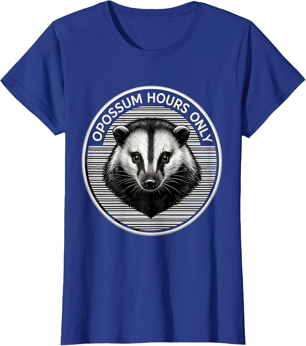 Women's Opossum Hours Only Funny Nocturnal Design T-Shirt - Royal Blue