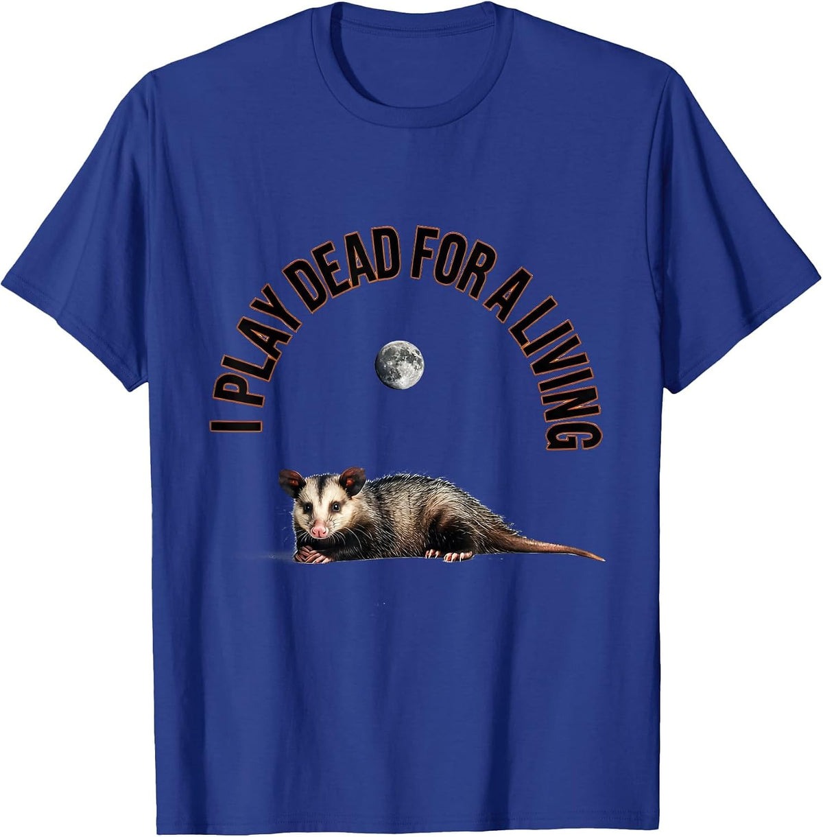 Men's I Play Dead For A Living Vintage Opossum Halloween Spooky T-Shirt - Royal Blue