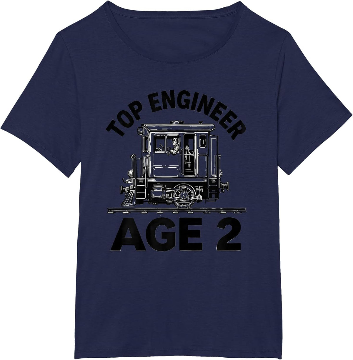 Women's Top Engineer Age 2 Boy Train Themed Birthday T-Shirt - Navy Blue