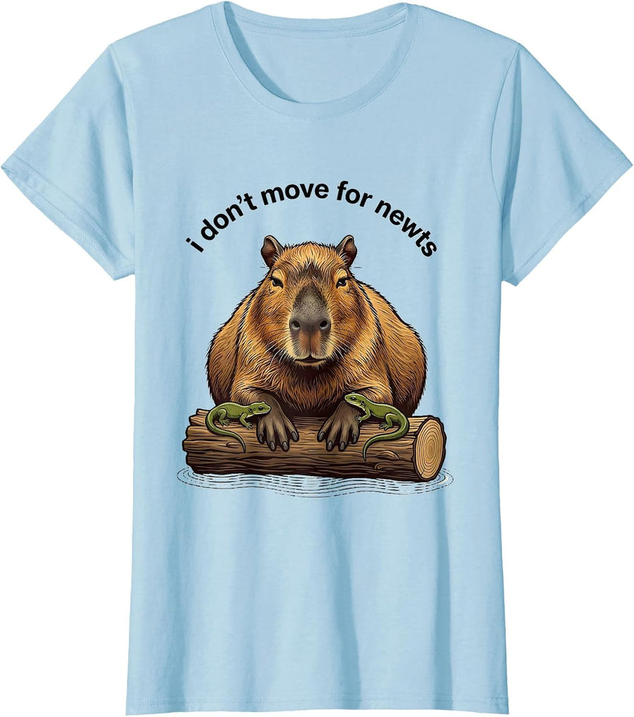Women's i Dont Move For Newts Funny Capybara Animal Humor T-Shirt - Baby Blue