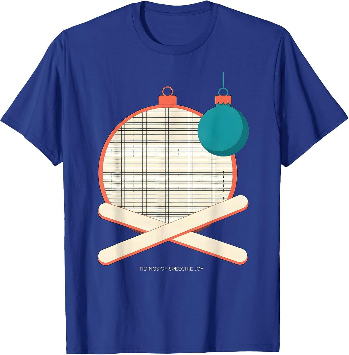 Men's Tidings of Speechie Joy Funny Speech Therapist SLP Christmas T-Shirt - Royal Blue