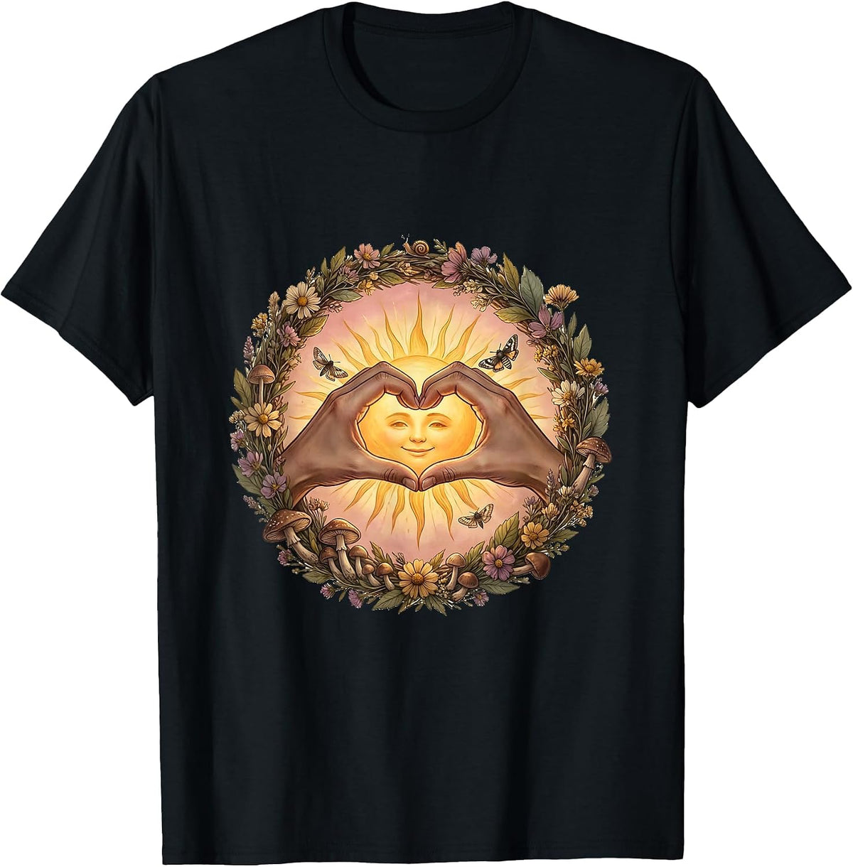 Men's Suicide Awareness Heart Hands Sunrise Graphic T-Shirt - Black