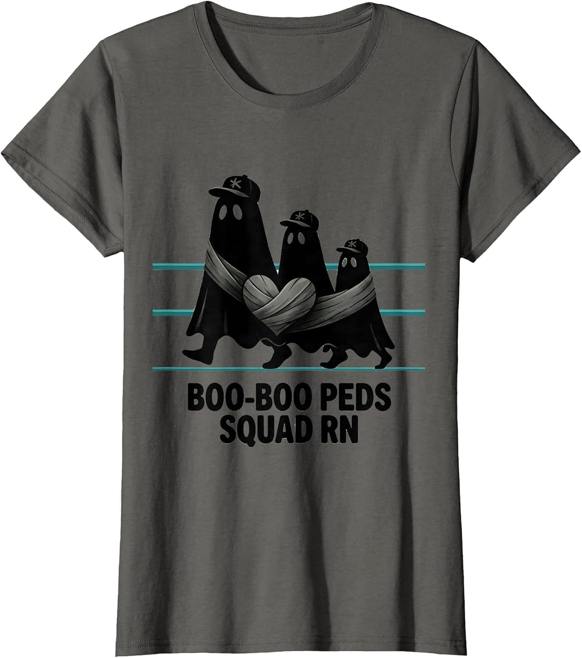 Women's Boo-Boo Peds Squad RN Midcentury Modern Nurse Halloween T-Shirt - Asphalt Grey