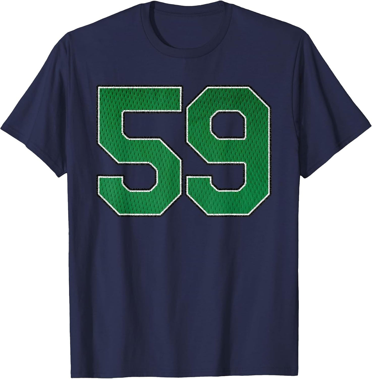 Sports Jersey Fan Player Supporter Kelly Green Number 59 T-Shirt - Navy Blue