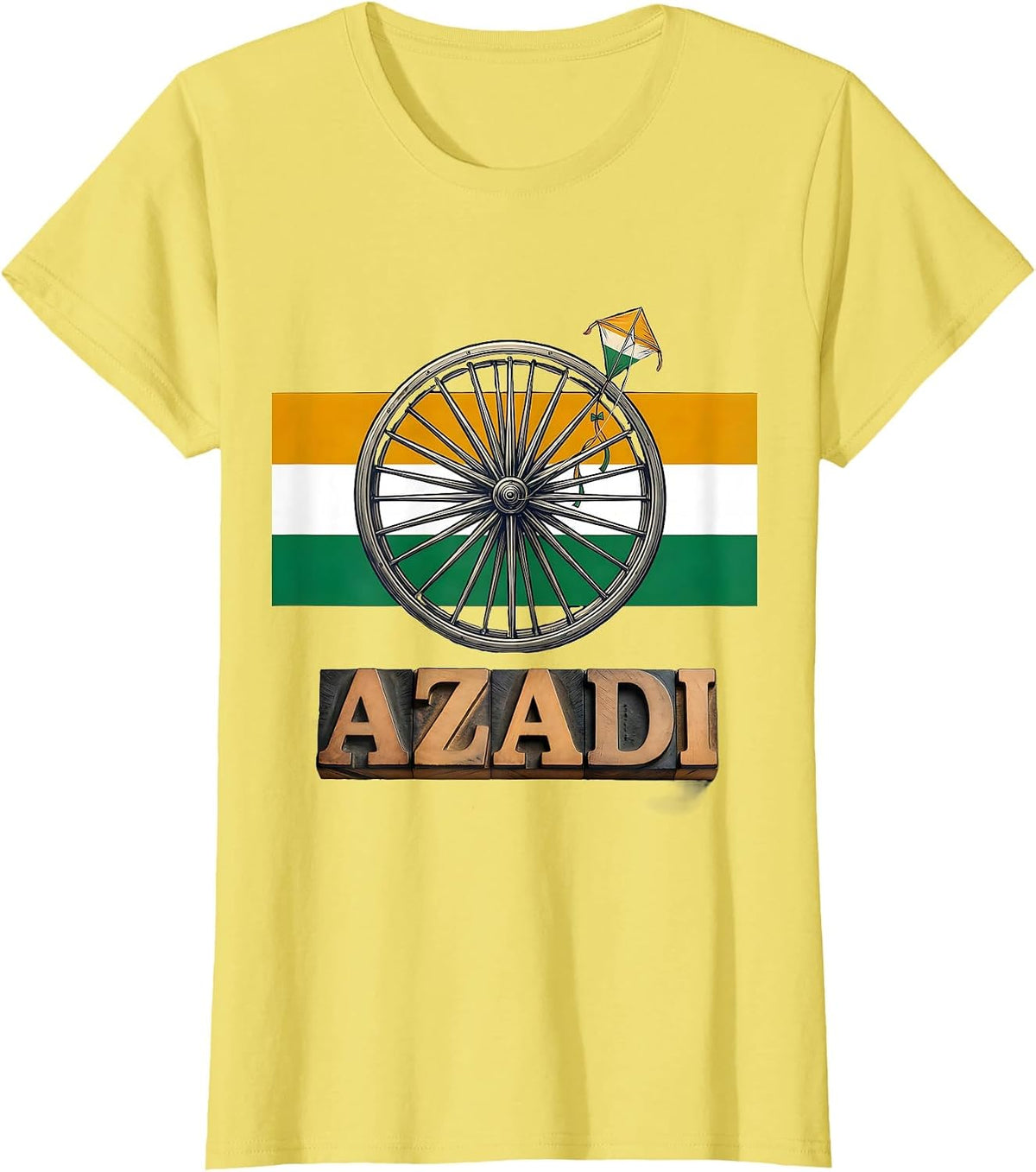 Women's Flag Wheel Tricolor National Pride T-Shirt - Lemon Yellow