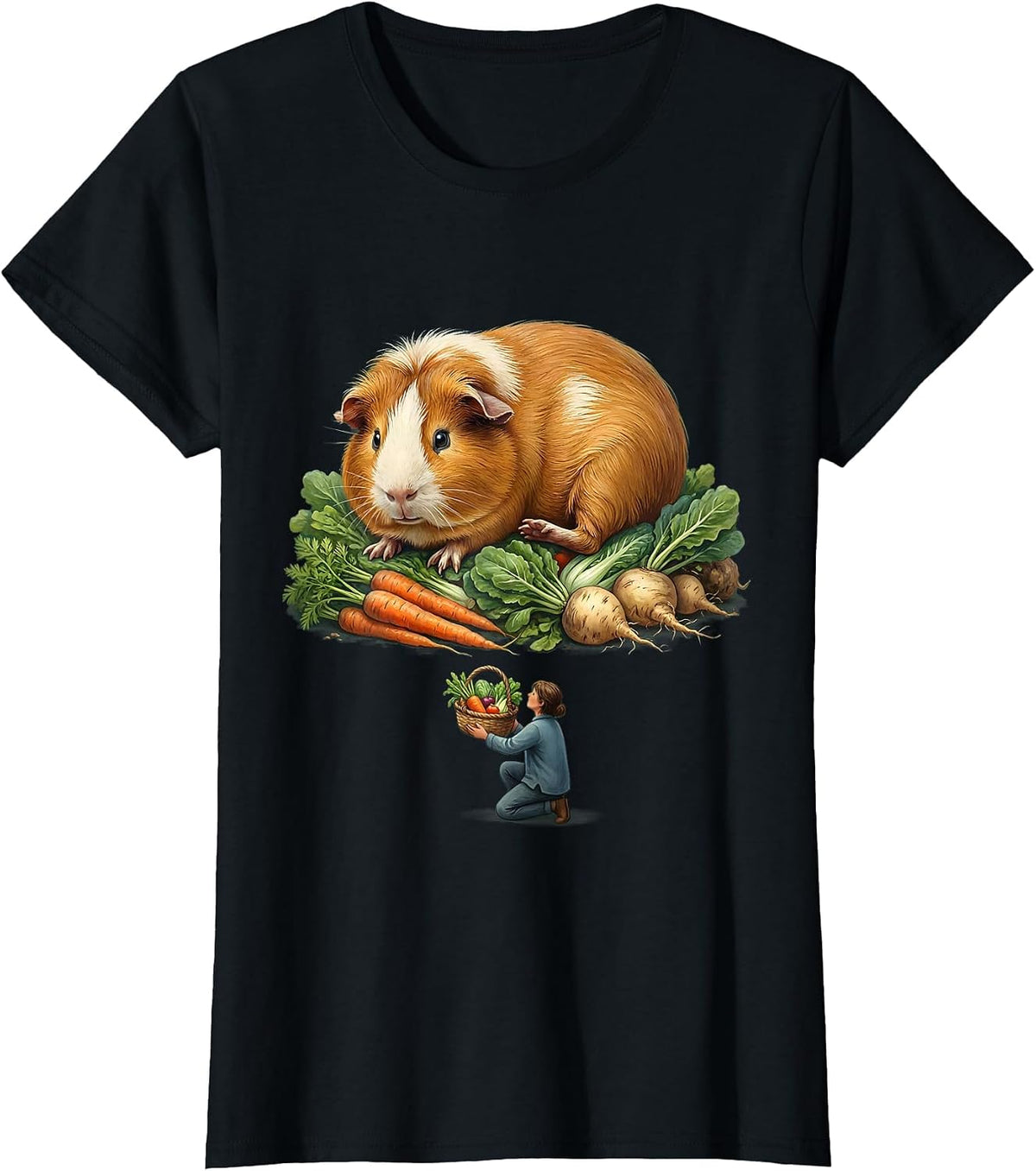 Royal Guinea Pig Garden Feast Storybook Pet Lover Humor T-Shirt - Black