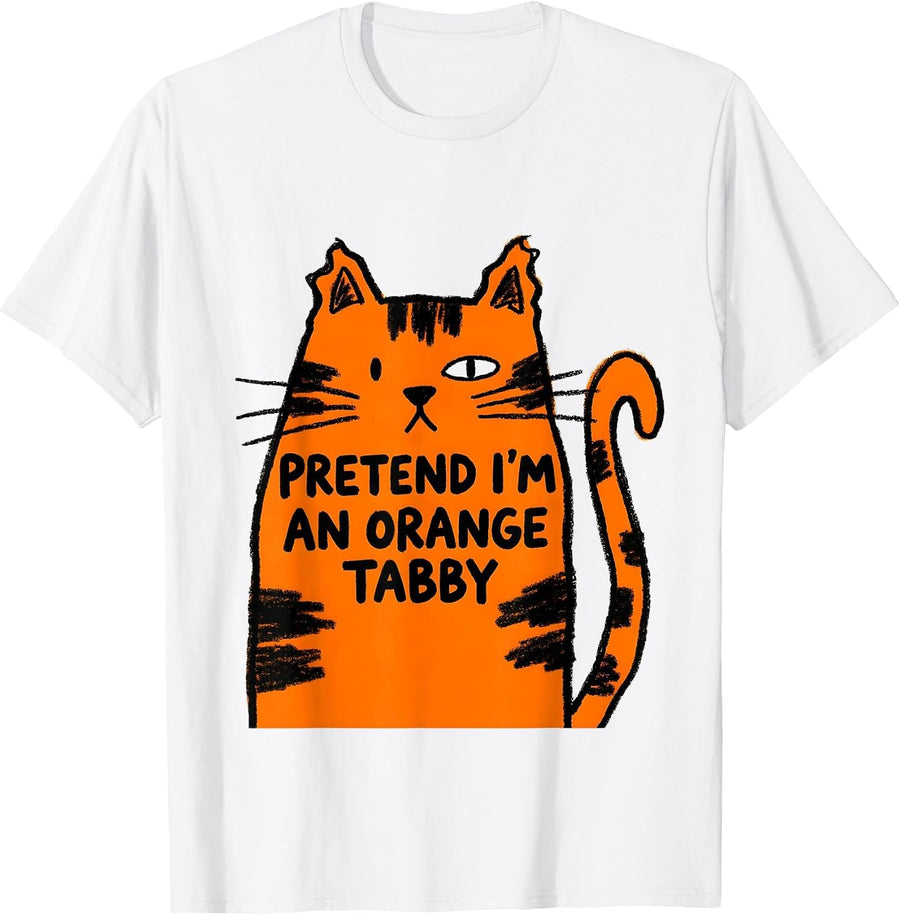 Men's Pretend I'm An Orange Tabby Funny Cat Lover Halloween T-Shirt - White