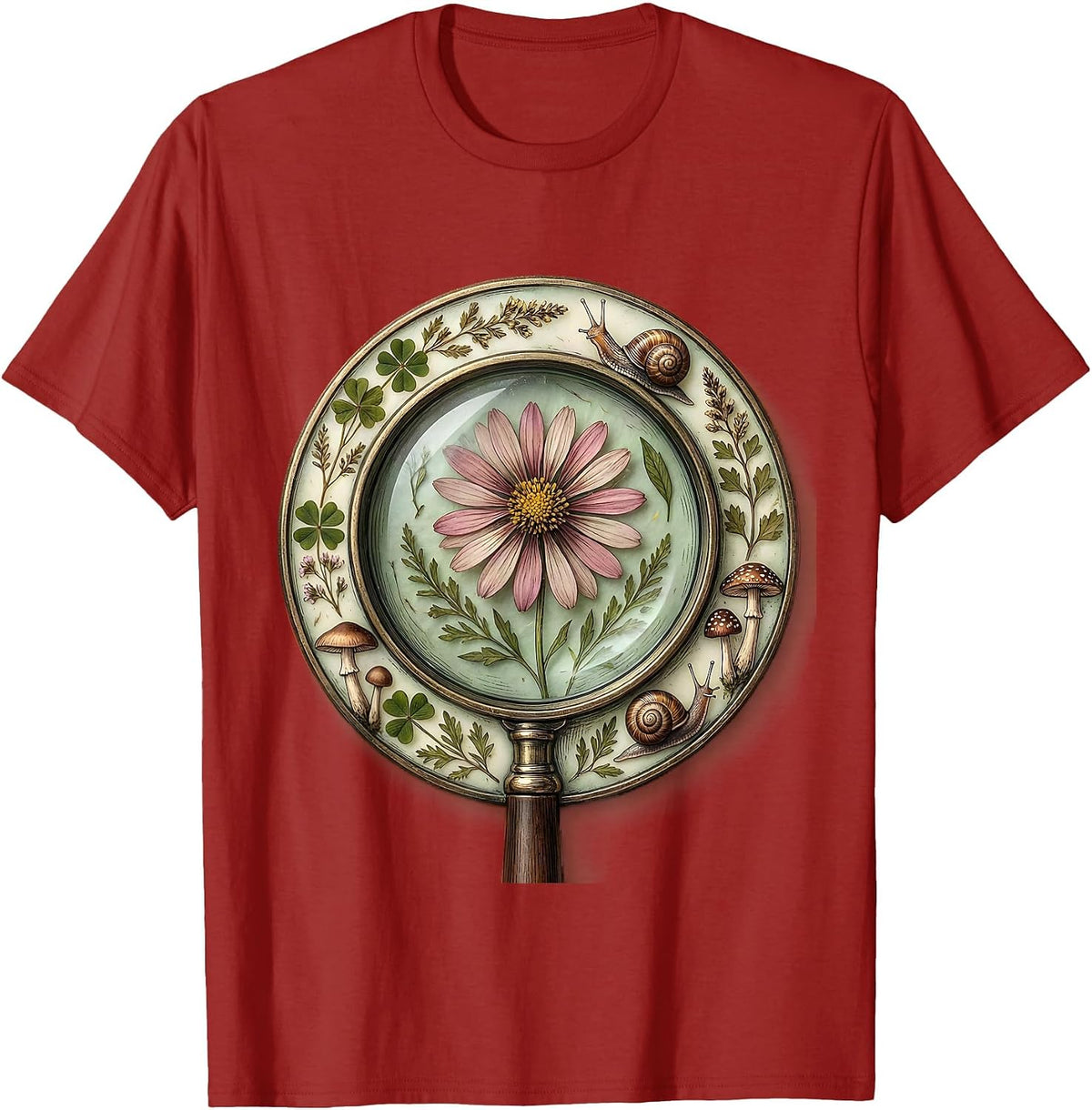 Special Education Teacher Magnifying Glass Flower T-Shirt - Cranberry Red