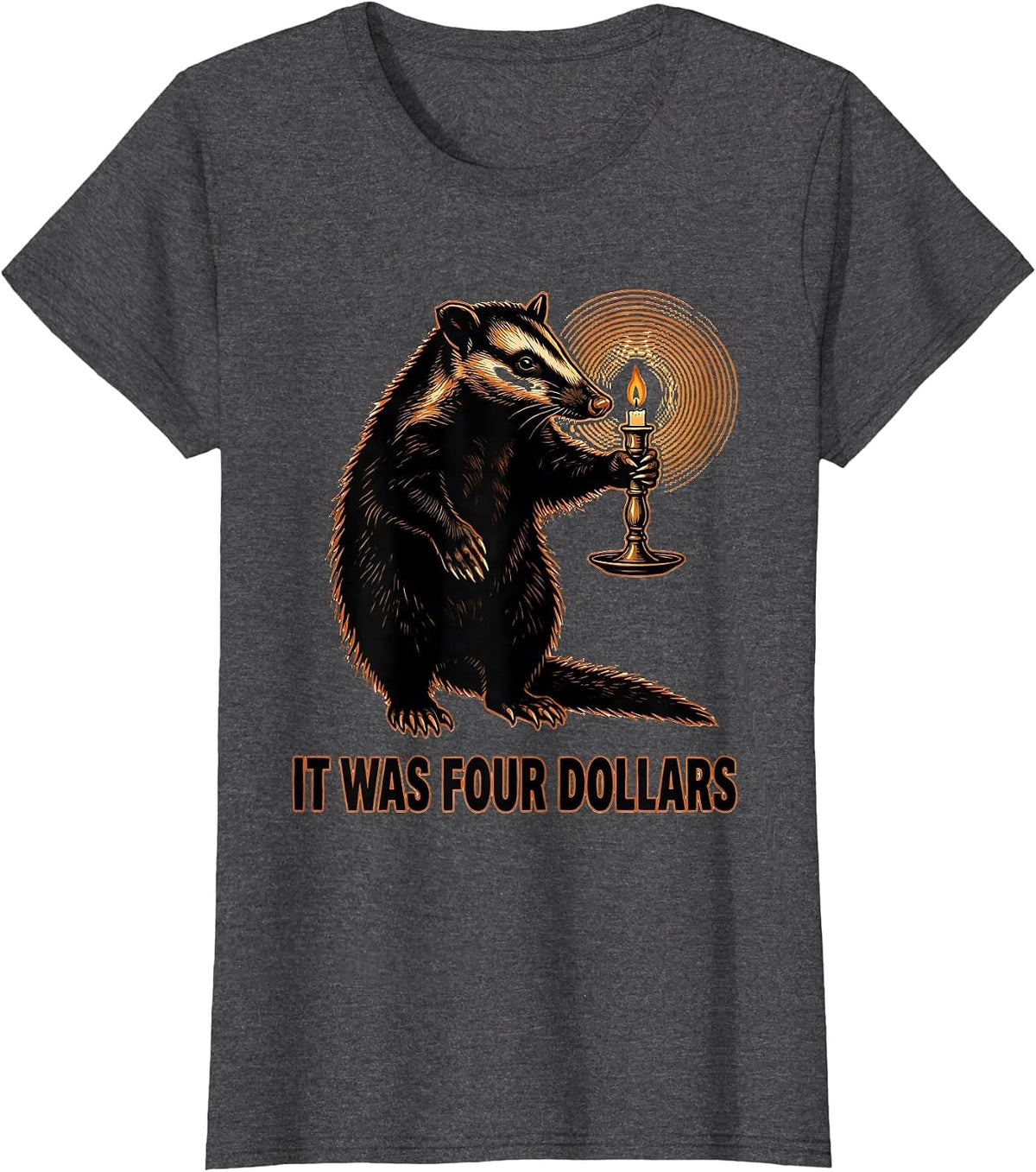 Women's It Was Four Dollars Funny Opossum Thrifting Vintage T-Shirt - Dark Heather Grey