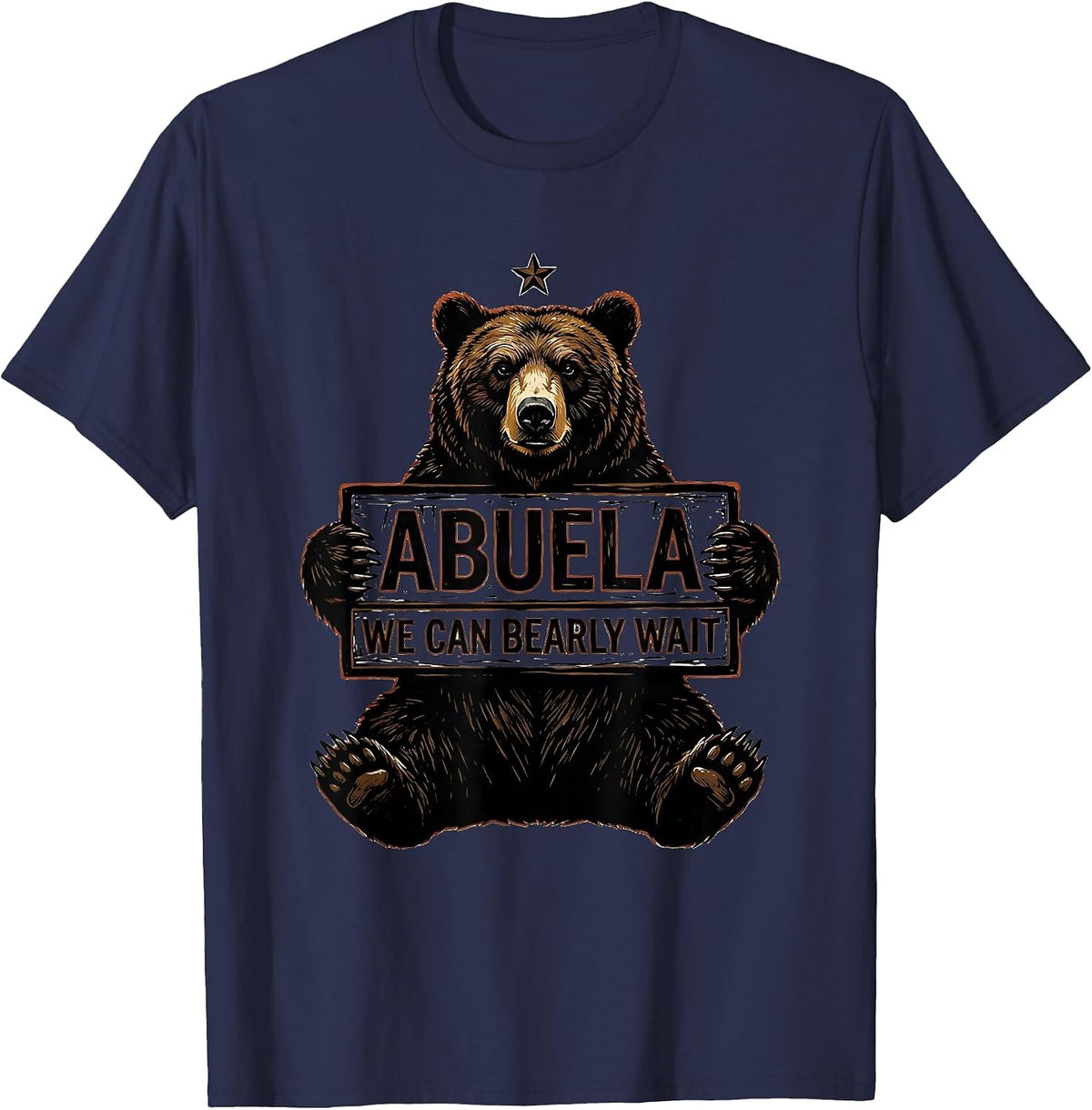 Men's Abuela We Can Bearly Wait Whimsical Baby Shower Bear Family T-Shirt - Navy Blue