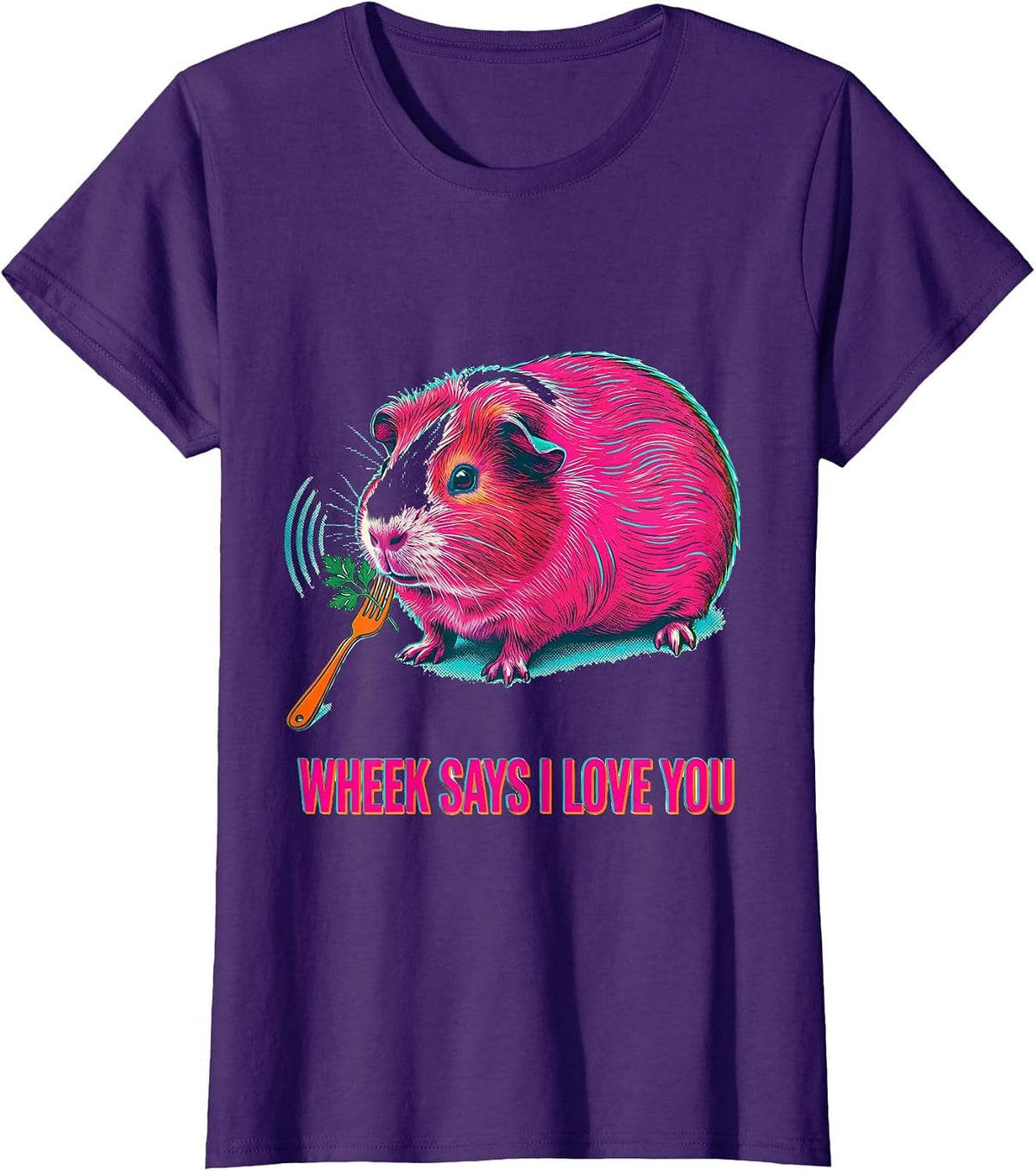 Women's Wheek Says I Love You Funny Guinea Pig Lover Pet Pig Owner T-Shirt - Purple