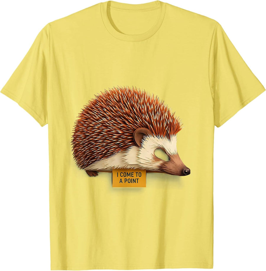 Men's I Come To A Point Funny Hedgehog Squirrel Novelty Animal T-Shirt - Lemon Yellow