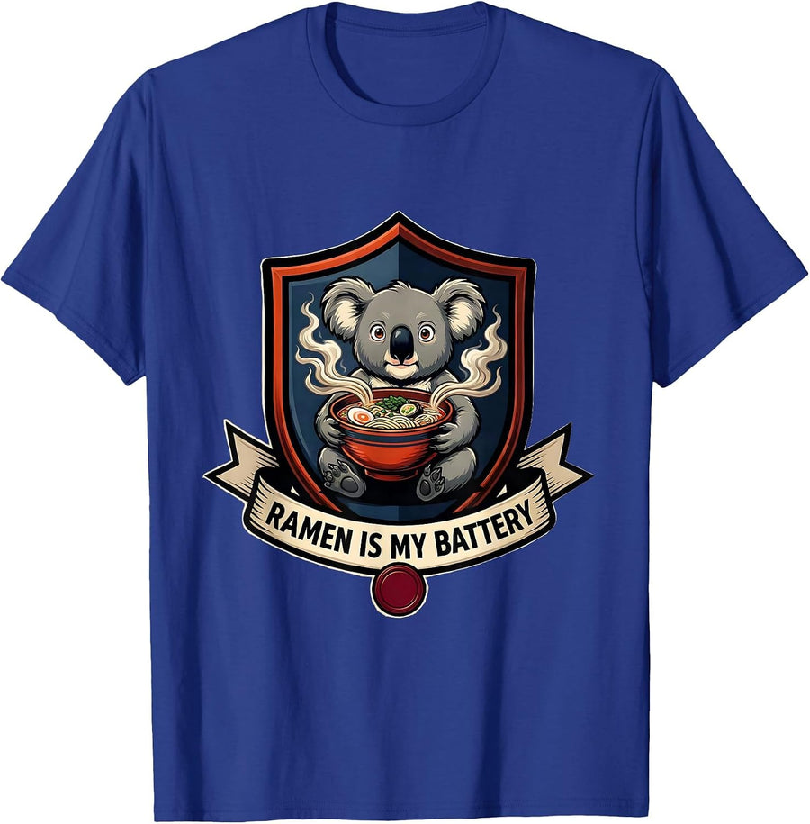 Ramen Is My Battery Funny Koala Anime Animal Lover Gift T-Shirt - Royal Blue