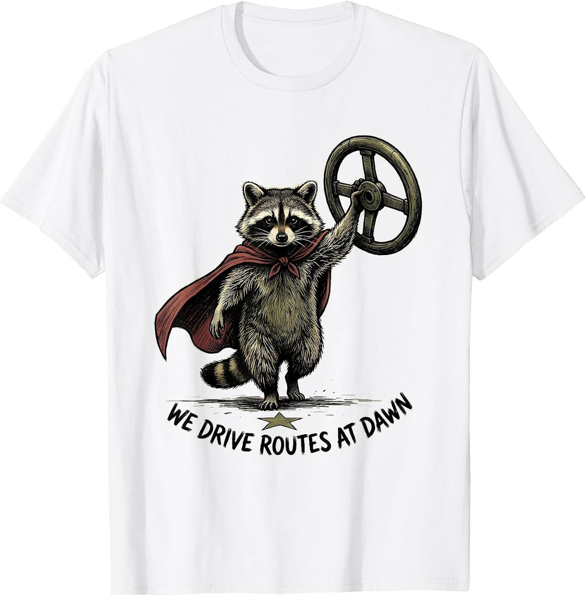 Men's We Drive Routes At Dawn Funny Teacher Back To School Staff T-Shirt - White