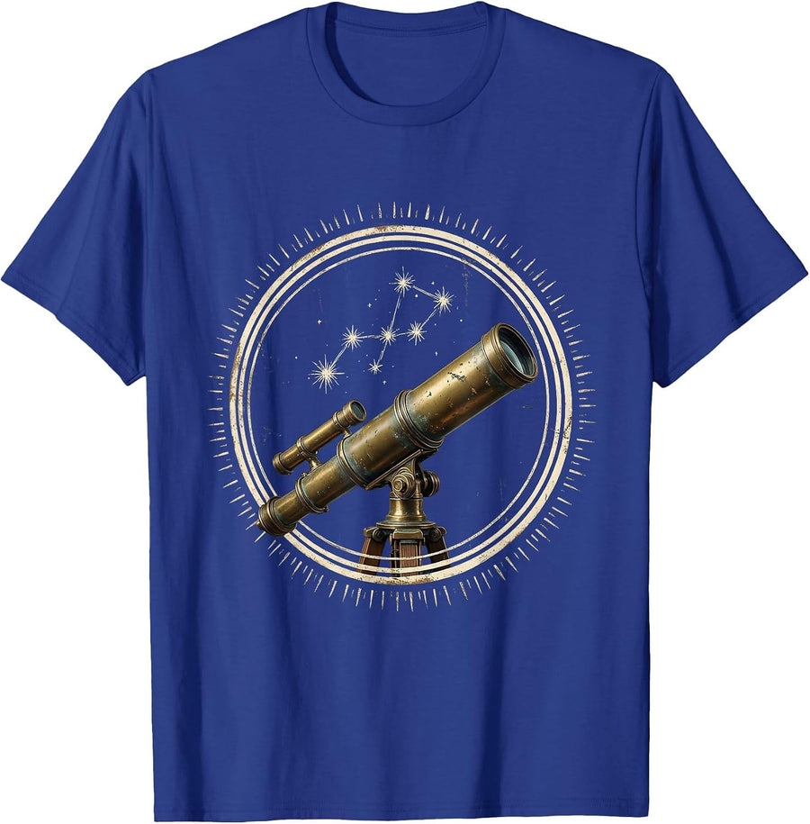 Telescope Constellation Discovery Astronomy Design T-Shirt - Royal Blue