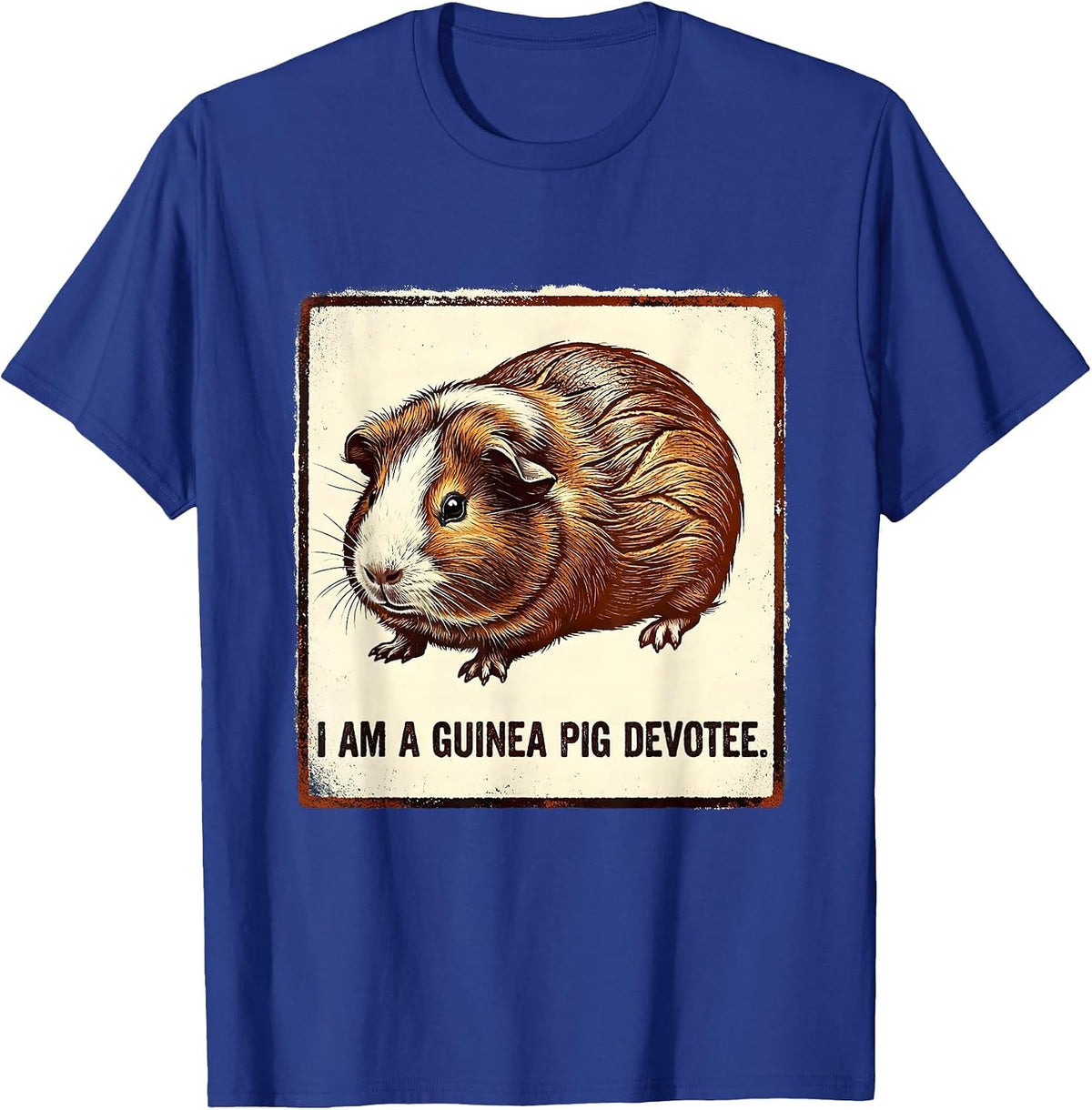 I Am A Guinea Pig Devotee Funny Pig Lover Rubber Stamp T-Shirt - Royal Blue