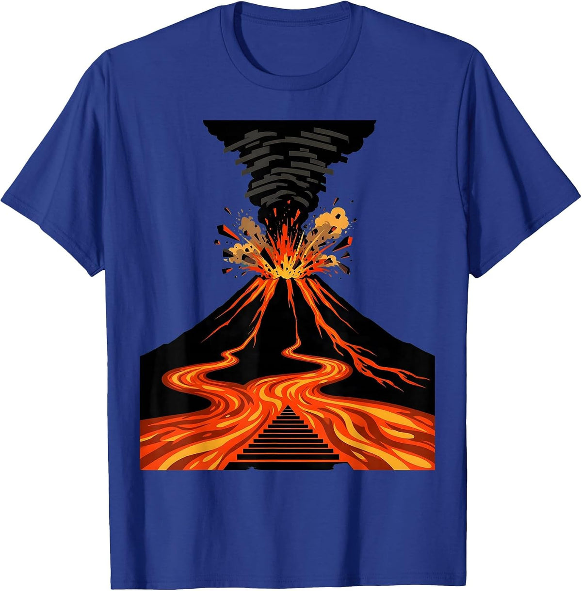 Mexican Volcano Eruption Lava Flow Graphic Design T-Shirt - Royal Blue