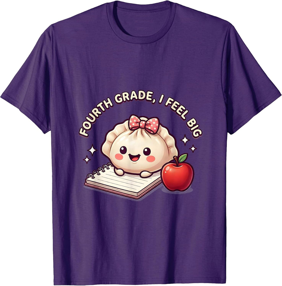 Fourth Grade I Feel Big Cute Kawaii Dumpling Back to School T-Shirt - Purple