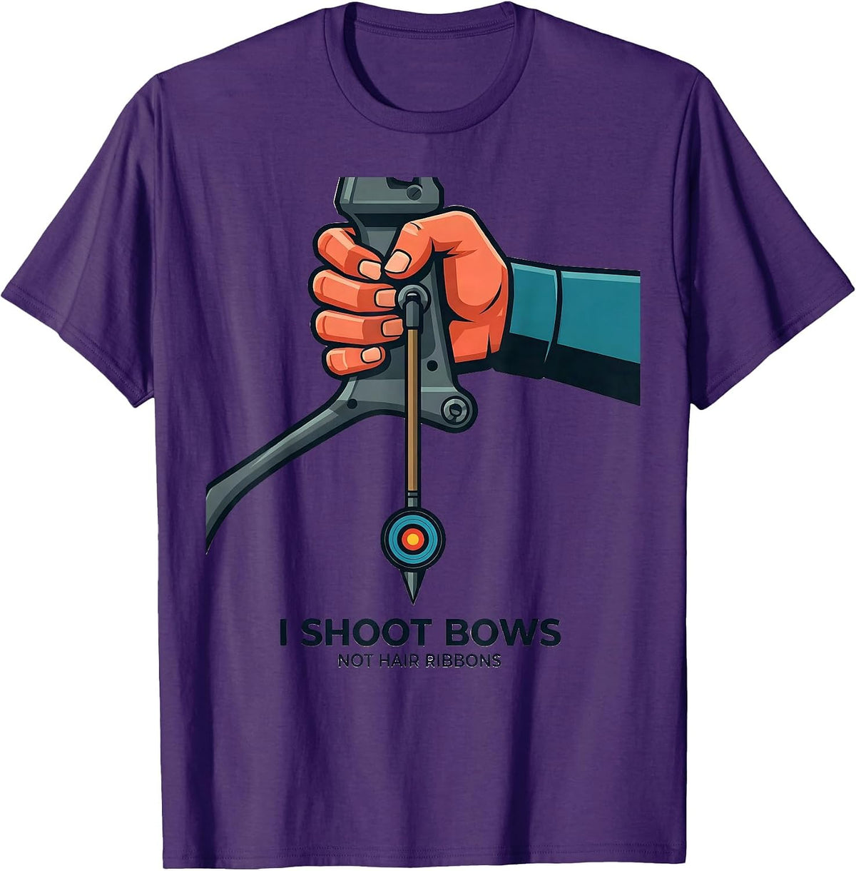 I Shoot Bows, Not Hair Ribbons Funny Archery Bowhunter Deer T-Shirt - Purple