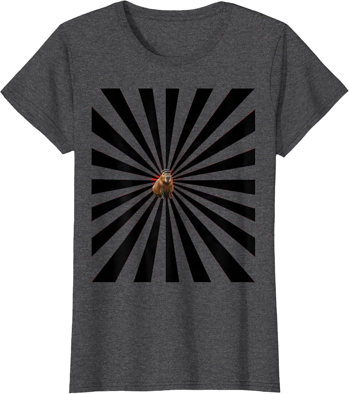 Women's Sunburst Seal Capybara Funny Animal Meme Humor T-Shirt - Dark Heather Grey