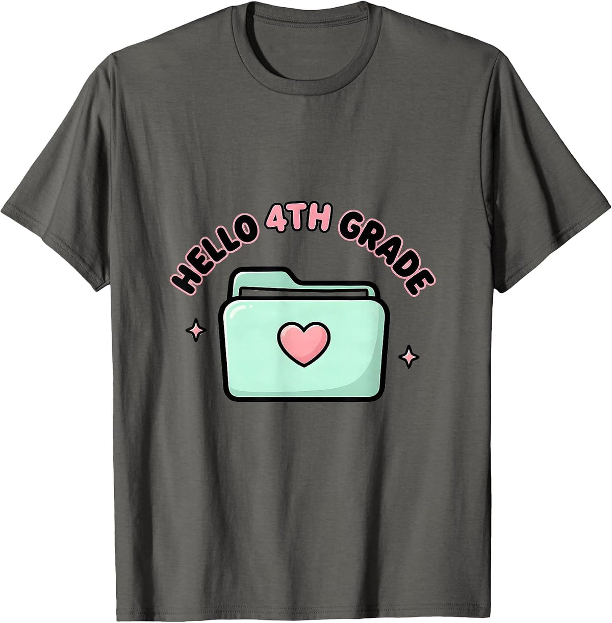 Men's Hello 4th Grade Cute Kawaii Back To School Grade Level Team T-Shirt - Asphalt Grey