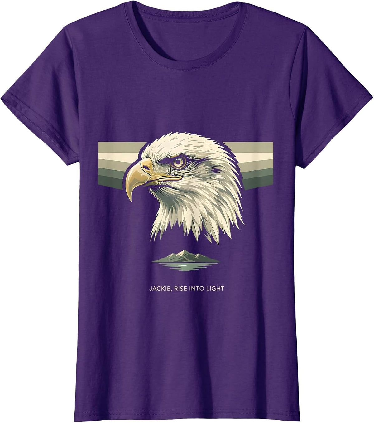 Women's Jackie, Rise Into Light Minimalist Eagle Memorial Tribute T-Shirt - Purple