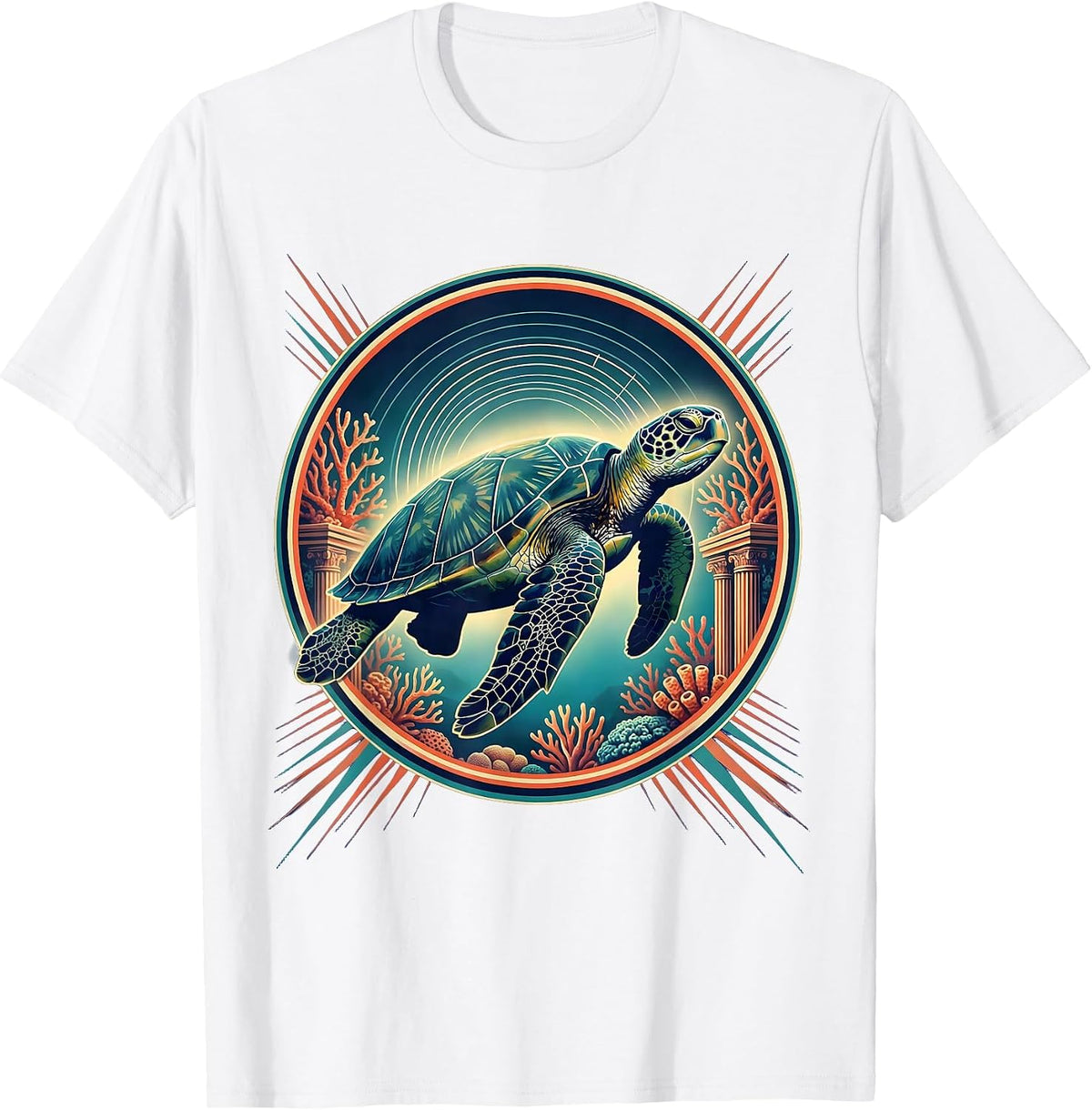 Men's Puerto Rico Sea Turtle Coral Reef Illustration T-Shirt - White