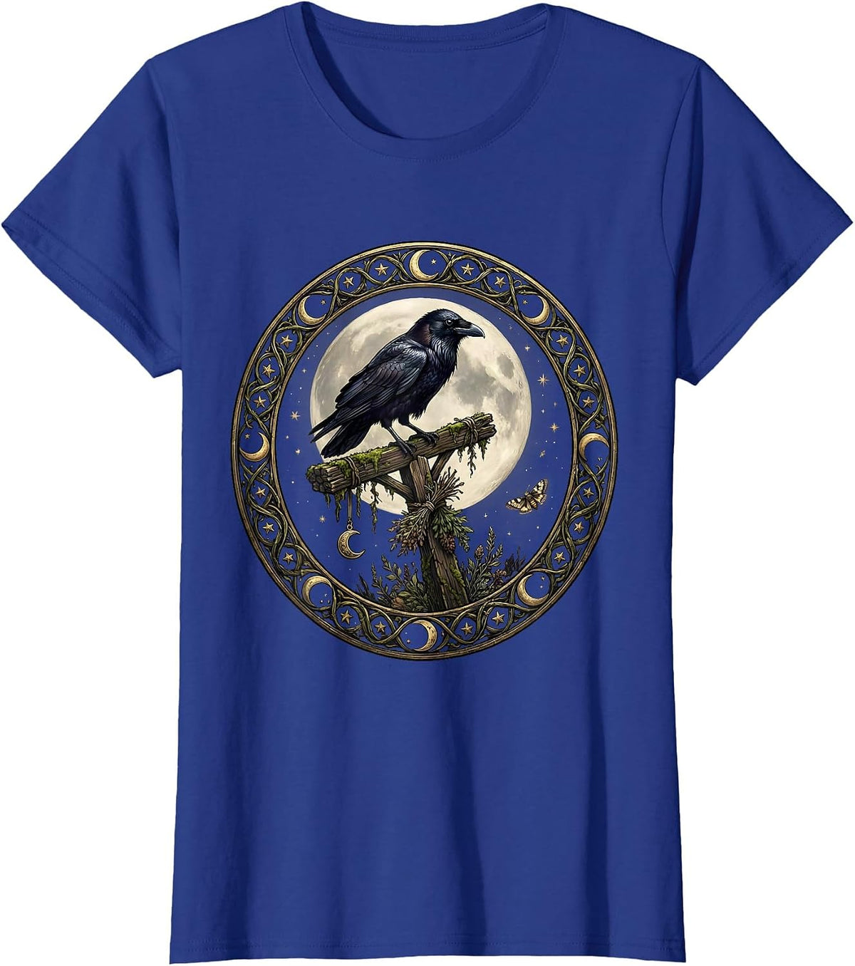Women's 1692 They Missed One Raven on Gallows Design T-Shirt - Royal Blue