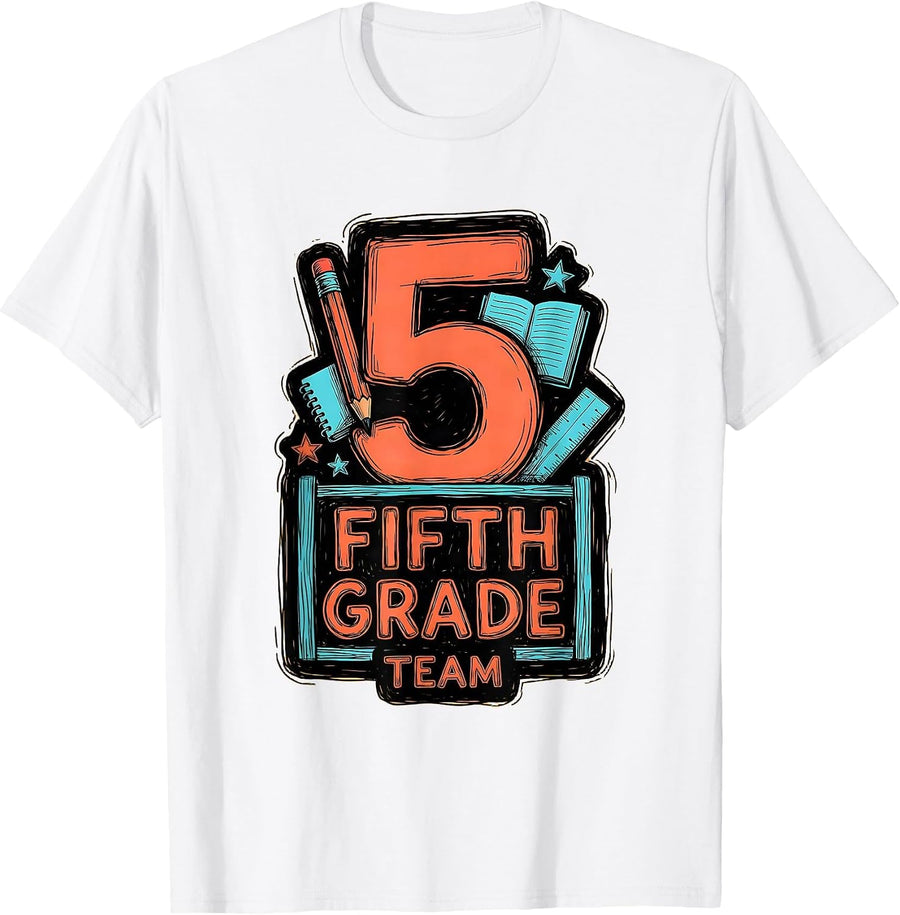 Men's Fifth Grade Team Playful Teacher Back to School T-Shirt - White