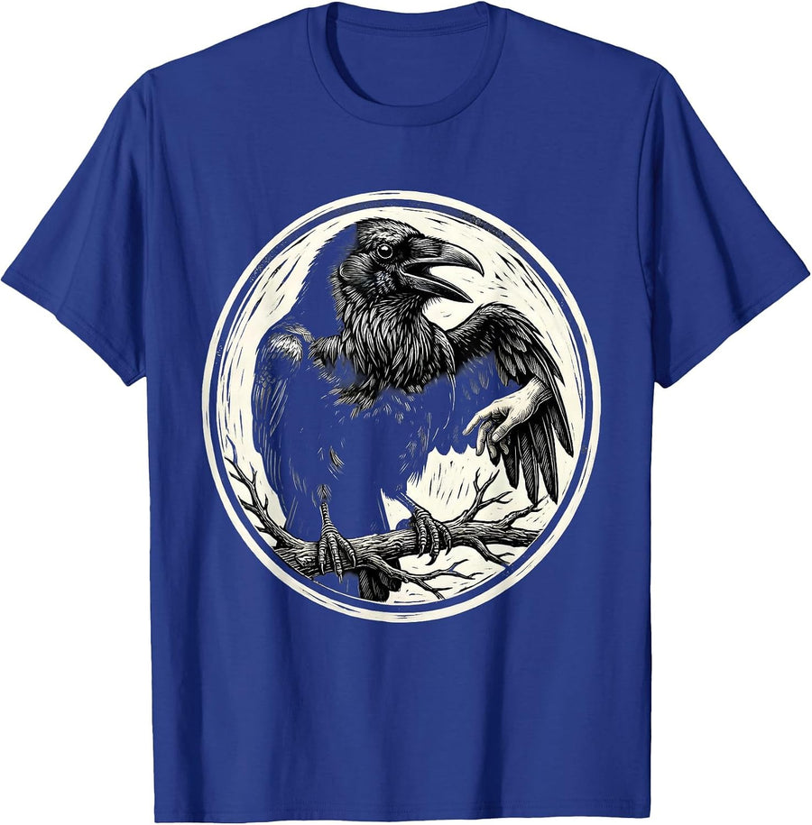 Sealed Crow Badge Gothic Vintage Bird Lover Humor T-Shirt - Royal Blue