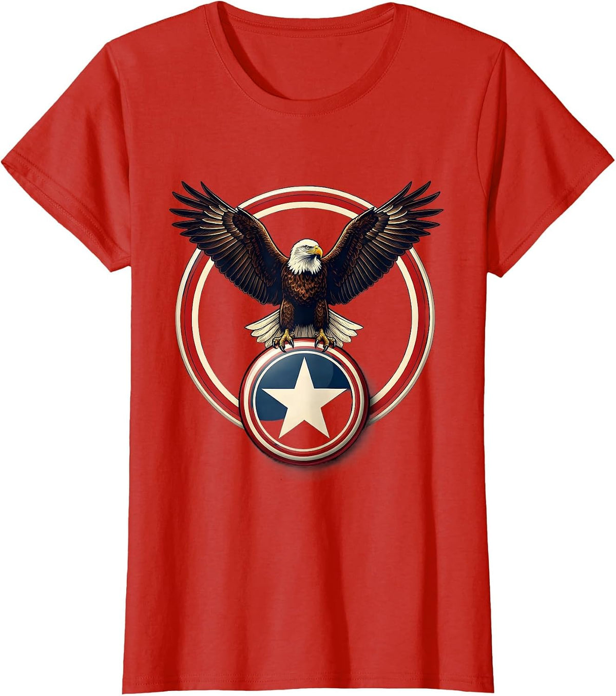 Women's Proud Democrat Bald Eagle Campaign Button T-Shirt - Red