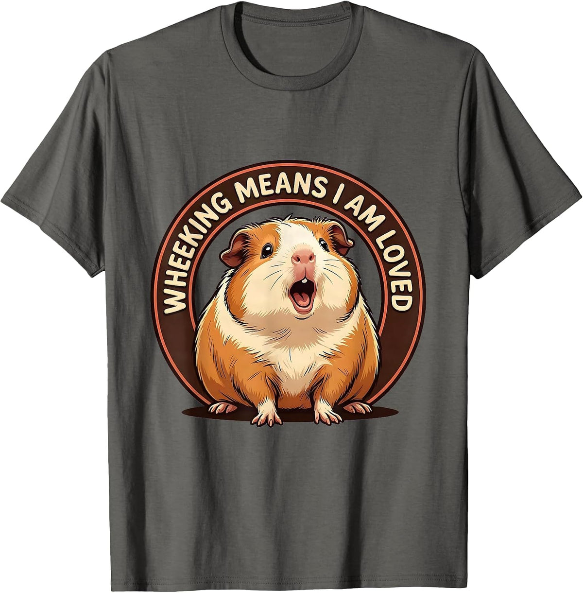 Men's Wheeking Means I Am Loved Cute Kawaii Guinea Pig Lover Gift T-Shirt - Asphalt Grey