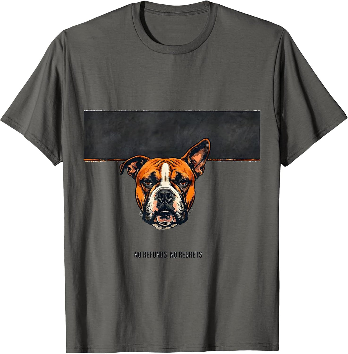 Men's No Refunds, No Regrets Playful Bull Terrier Dog Pocket T-Shirt - Asphalt Grey
