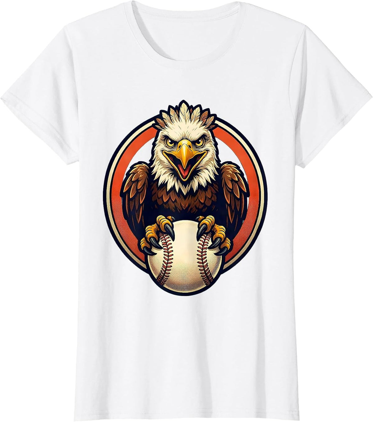 Eagle Clutching Baseball Graphic Tee T-Shirt - White