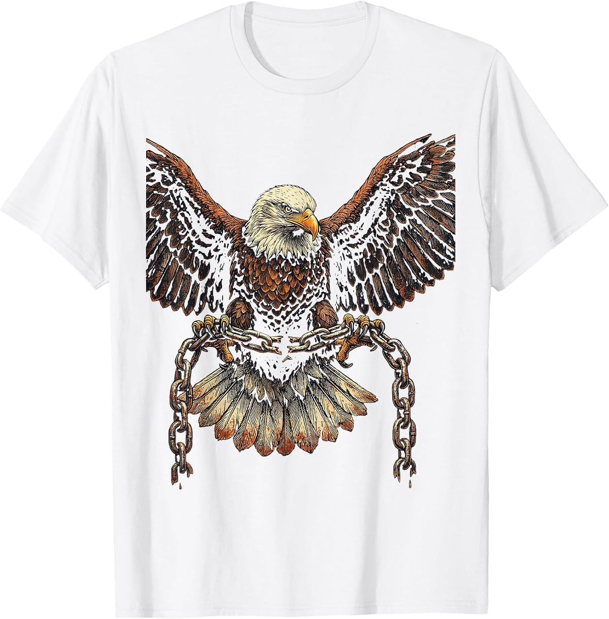 Men's Eagle and Broken Chain 1776 Freedom Graphic T-Shirt - White