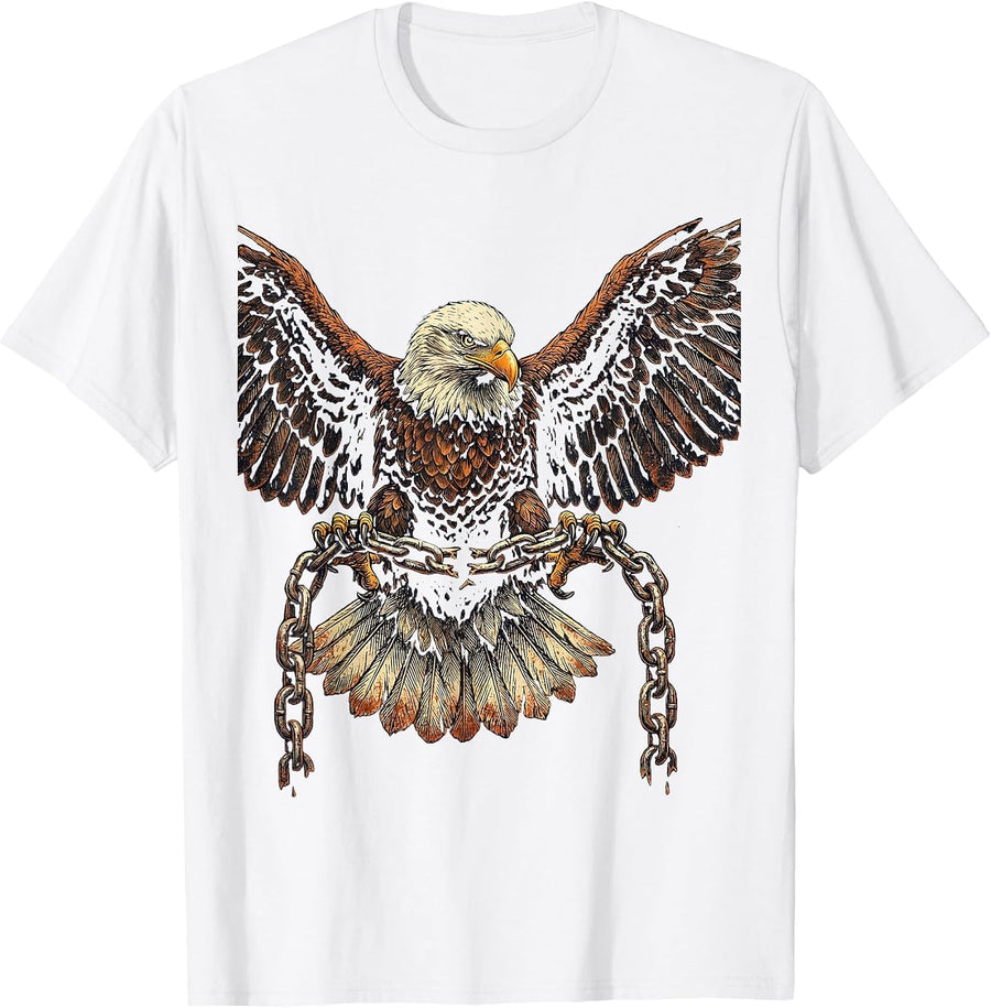 Men's Eagle and Broken Chain 1776 Freedom Graphic T-Shirt - White