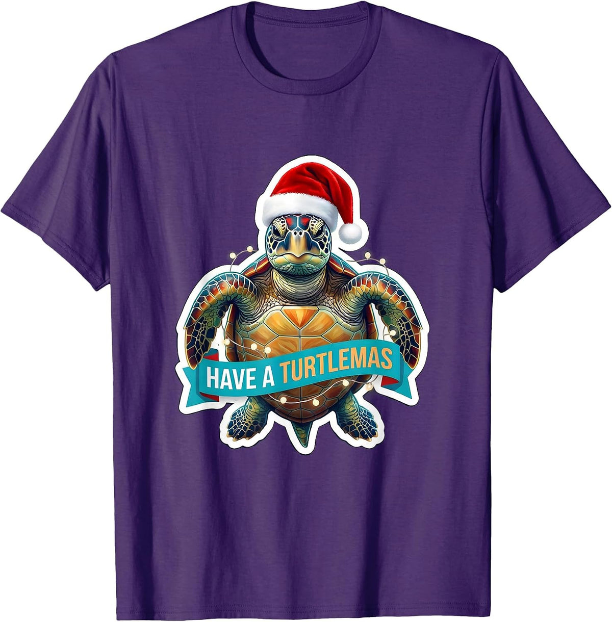 Have A Turtlemas Cheerful Sea Turtle Santa Hat Holiday T-Shirt - Purple