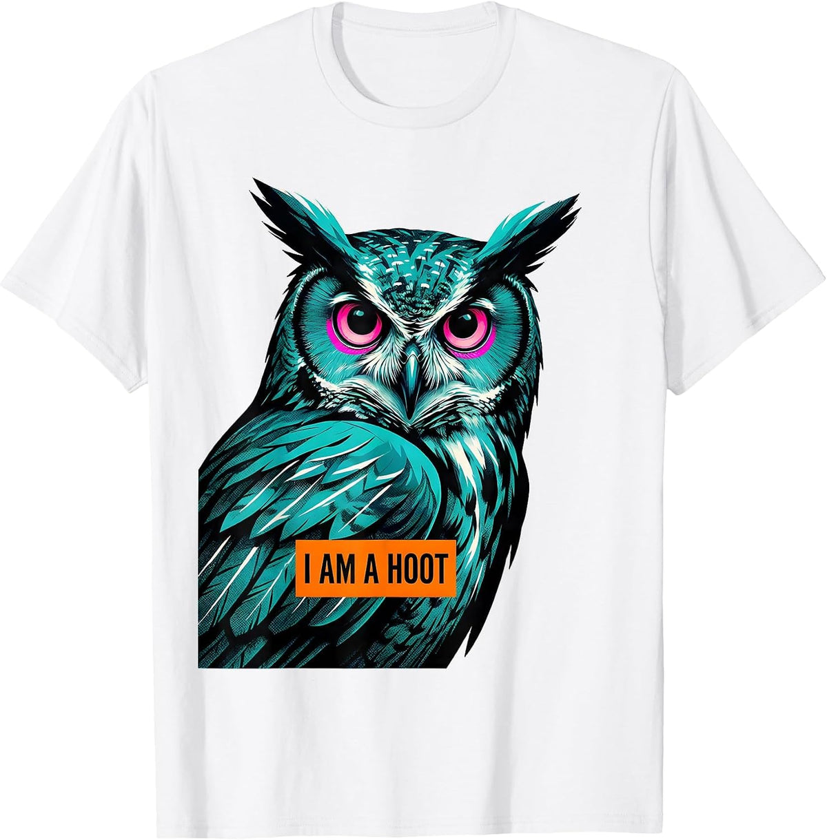 Men's I Am A Hoot Risograph Owl Lover Bird Enthusiast Humor T-Shirt - White