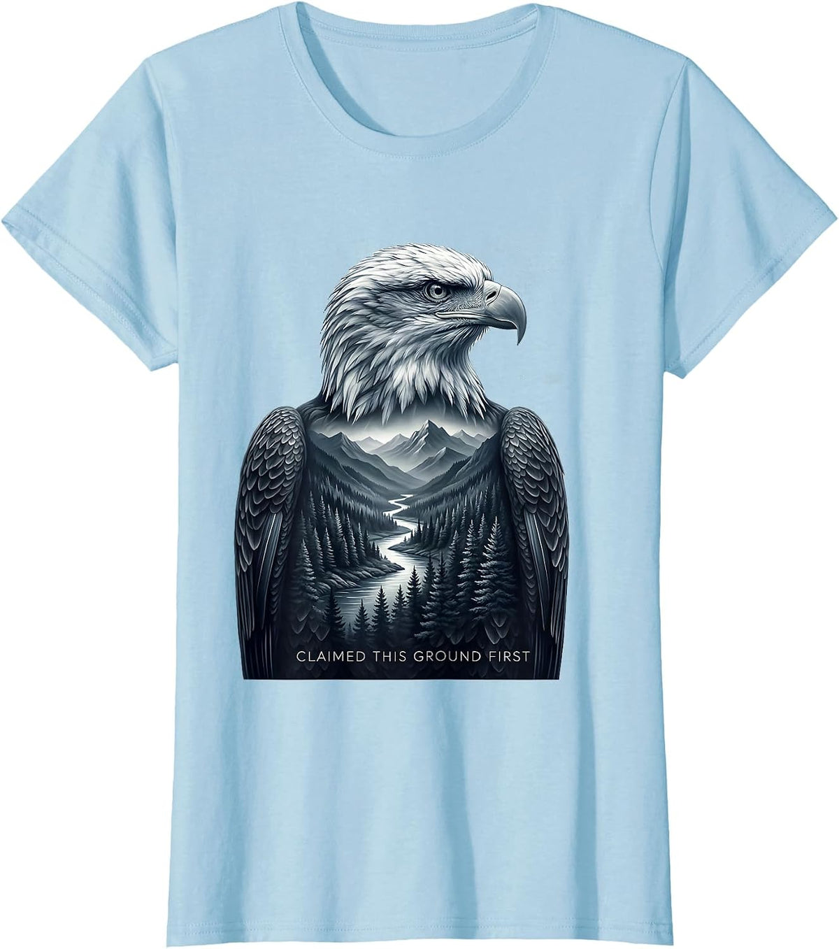 Claimed This Ground First Monochromatic Eagle Wildlife T-Shirt - Baby Blue