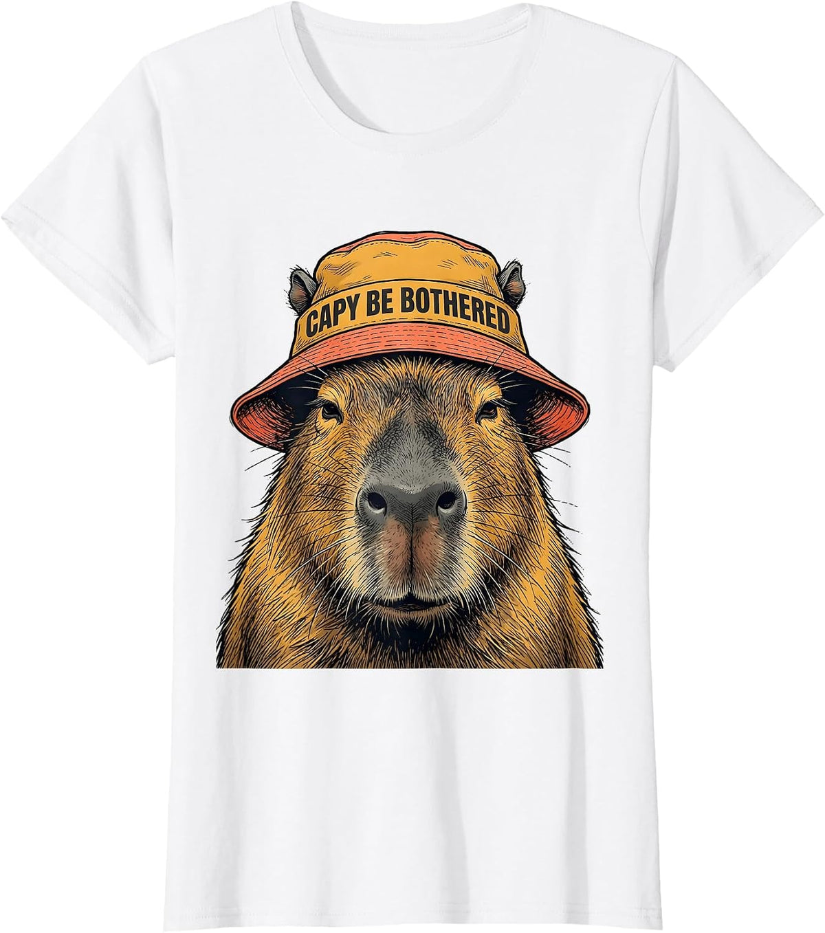Women's Capy Be Bothered Funny Capybara Meme Animal Lover Humor T-Shirt - White