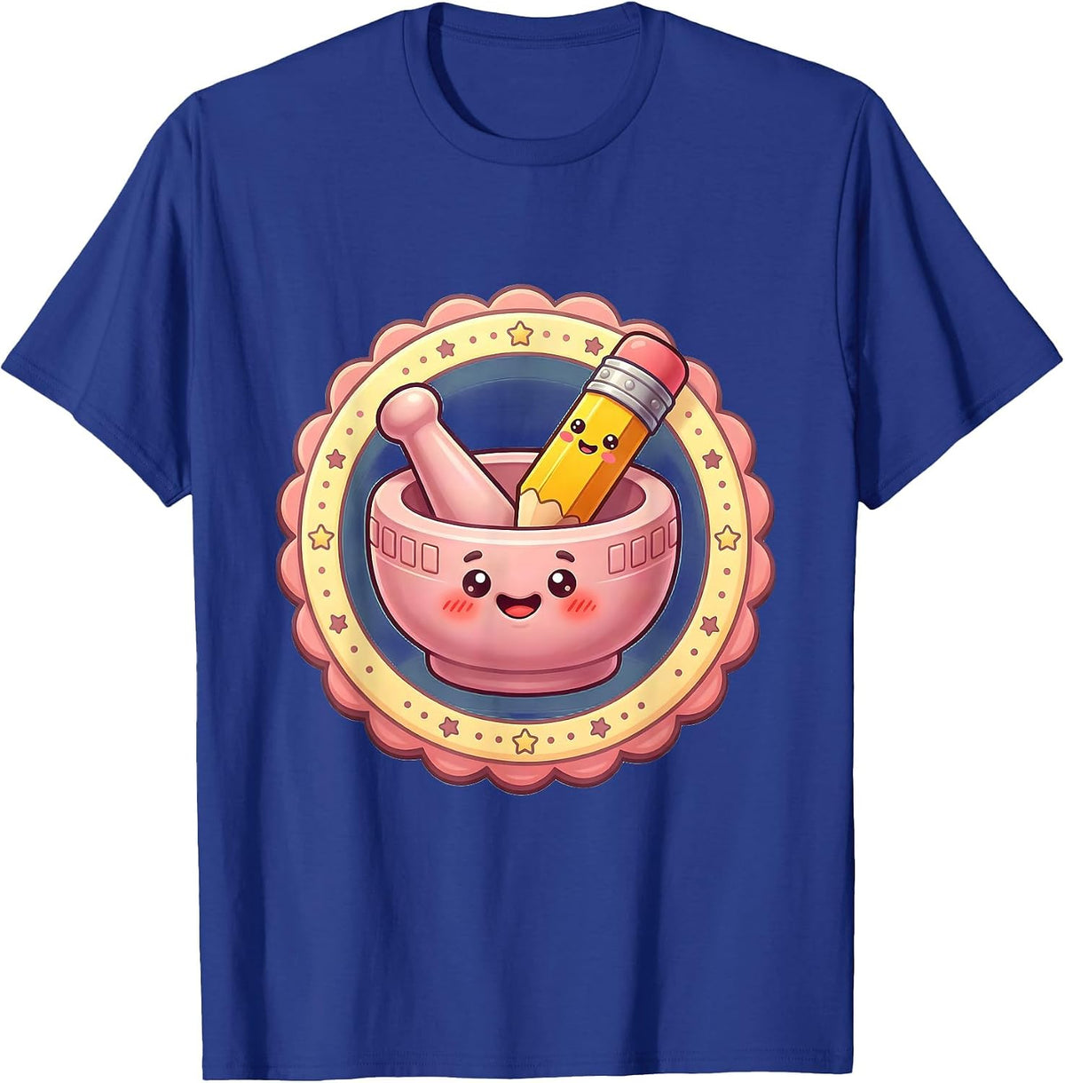 Men's Mortar and Pestle Pencil Eraser Illustration T-Shirt - Royal Blue