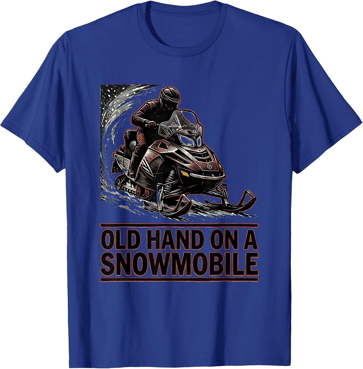 Old Hand On A Snowmobile Vintage Snowmobile Rider Winter T-Shirt - Royal Blue