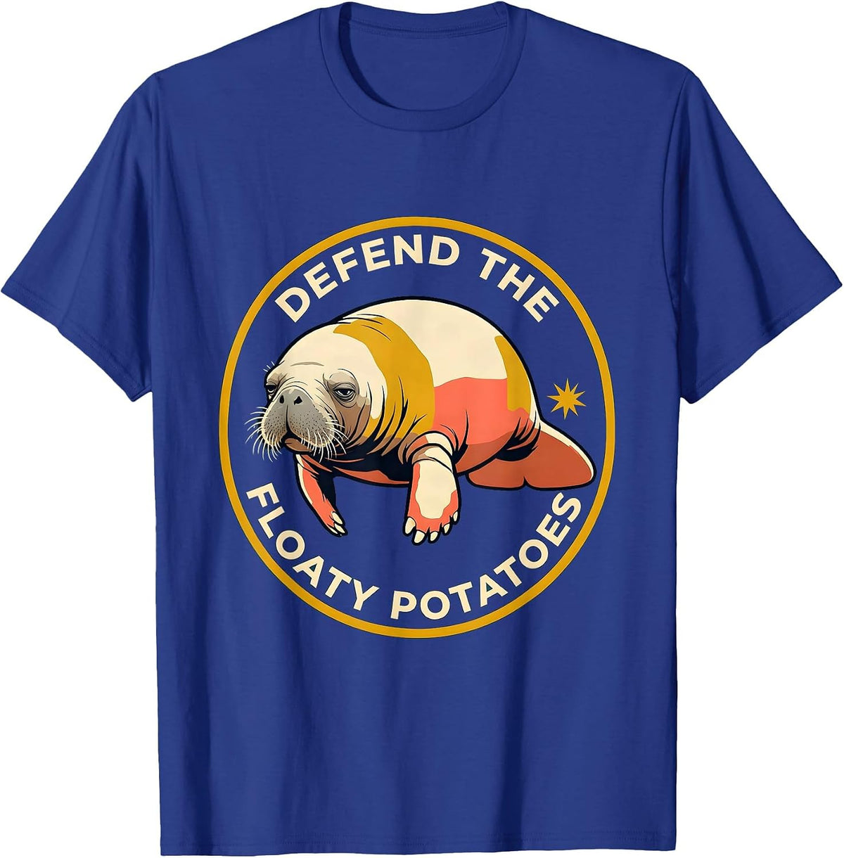 Men's Defend The Floaty Potatoes Funny Manatee Sea Animal Lover T-Shirt - Royal Blue