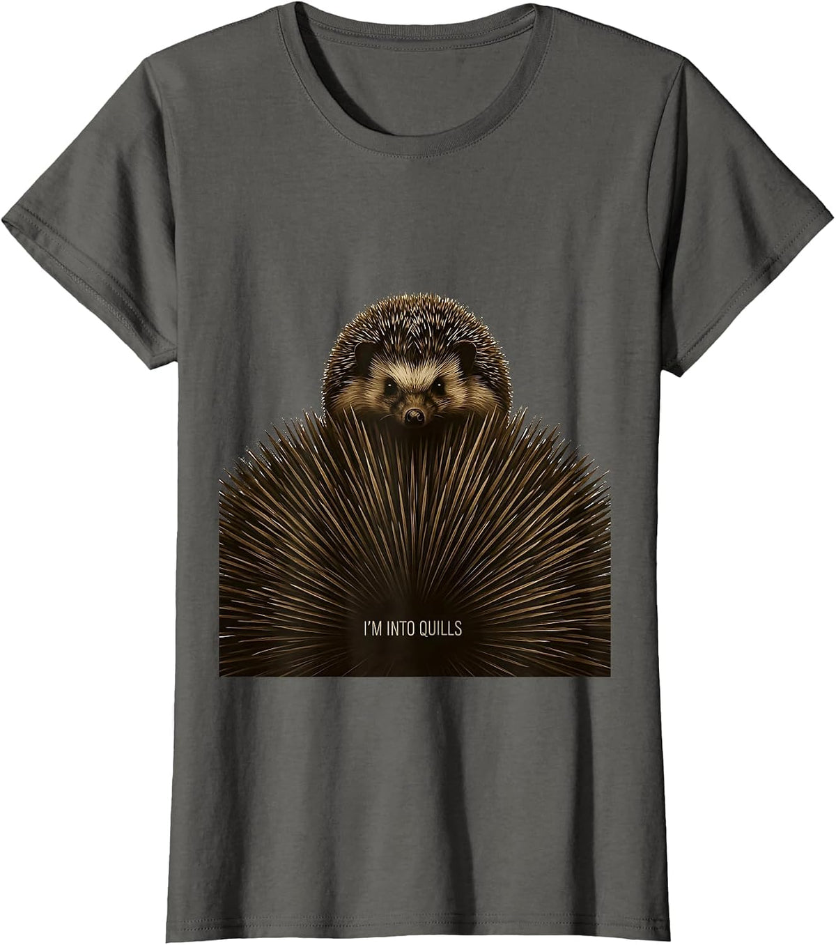 Women's I'm Into Quills Cute Hedgehog Lover Funny Cartoon Humor T-Shirt - Asphalt Grey